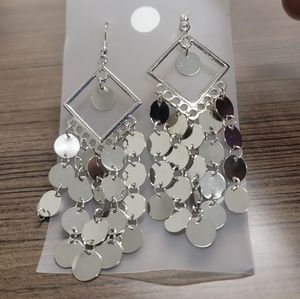 Silver plated, mirror disc earrings